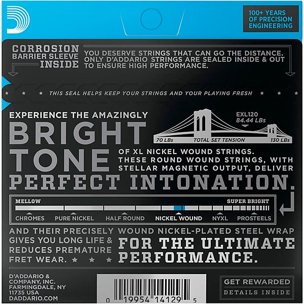 D'Addario EXL120 XL Electric Guitar Strings | SUPER LIGHT .009-.042