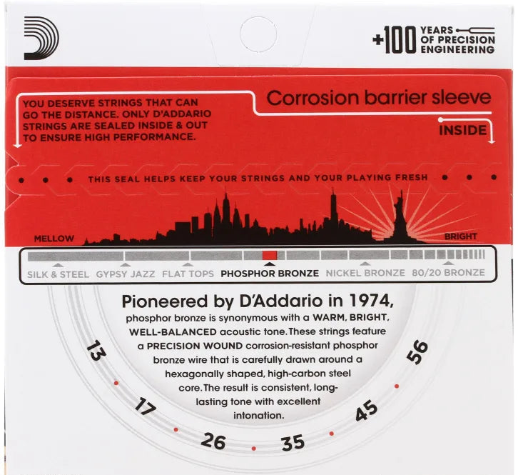 D'Addario EJ17 Phosphor Bronze Acoustic Guitar Strings | MEDIUM .013-.056