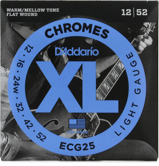 D'Addario XL Chromes Flatwound Electric Guitar Strings | LIGHT .012-.052