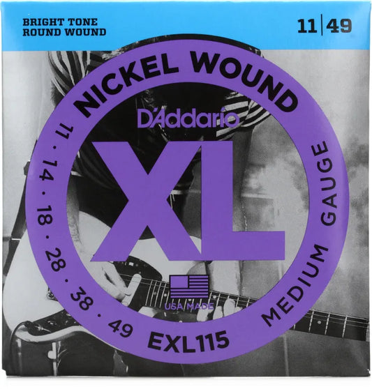 D'Addario EXL115 XL Nickel Wound Electric Guitar Strings | MEDIUM .011-.049