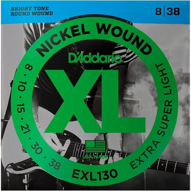 D'Addario EXL130 Nickel Electric Guitar Strings | EXTRA SUPER LIGHT 8-38