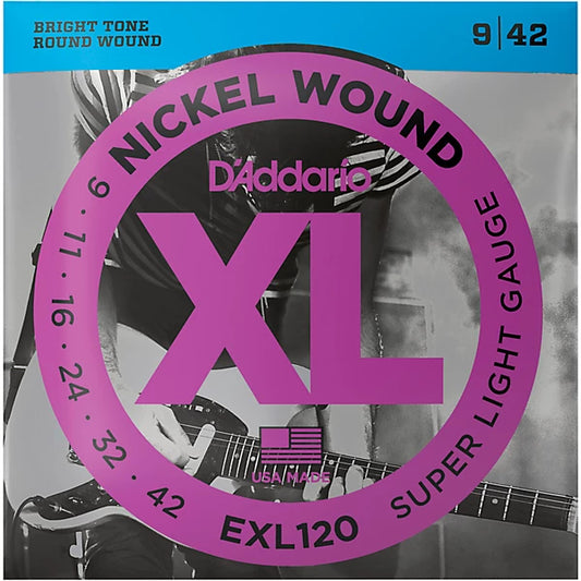 D'Addario EXL120 XL Electric Guitar Strings | SUPER LIGHT .009-.042