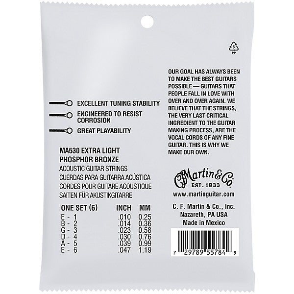 Martin & Co. Authentic Acoustic SP Guitar Strings Phosphor Bronze | EXTRA LIGHT 10-47