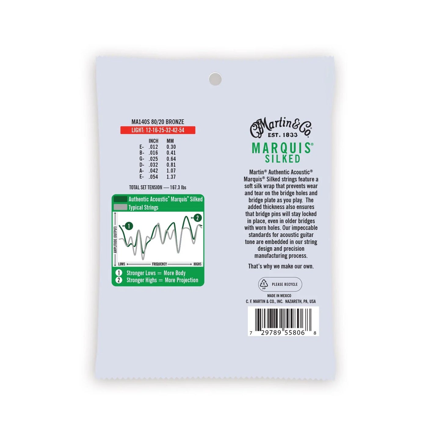 Martin & Co. Authentic Acoustic Marquis Silked Guitar Strings Bronze | LIGHT 12-54