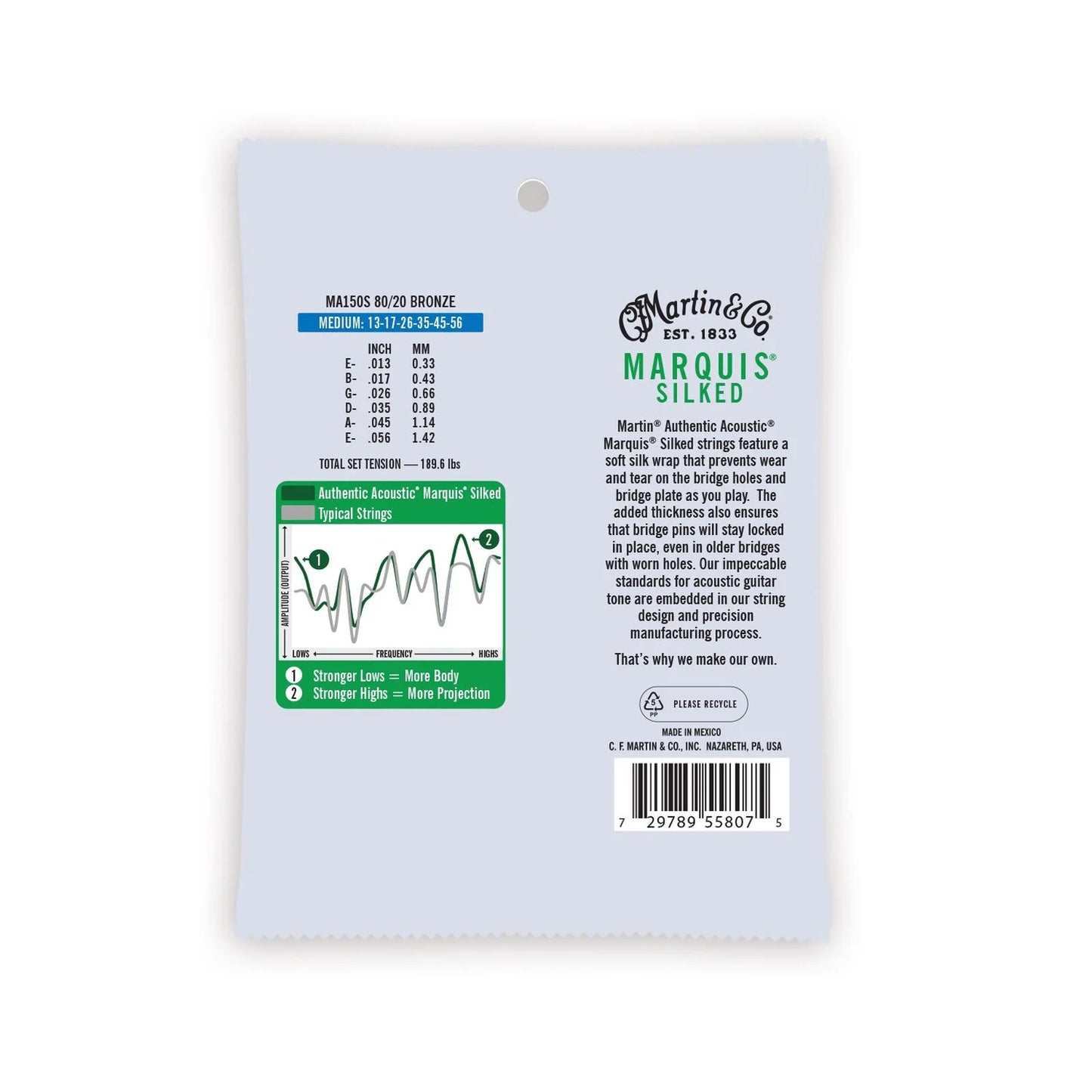 Martin & Co. Authentic Acoustic Marquis Silked Guitar Strings Bronze | MEDIUM 13-56