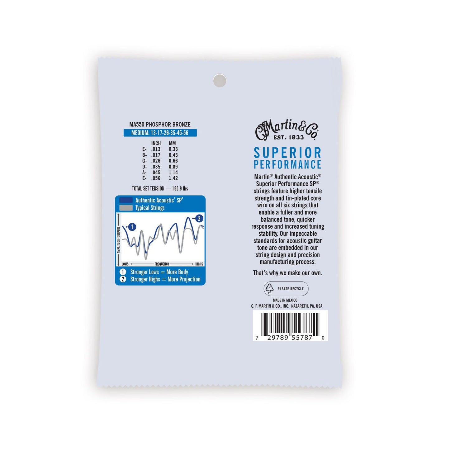 Martin & Co. Authentic Acoustic SP Guitar Strings Phosphor Bronze | MEDIUM 13-56