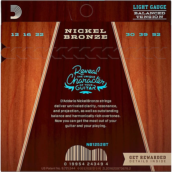 D'Addario NB1356 Nickel Bronze Acoustic Guitar Strings | MEDIUM .013-.056