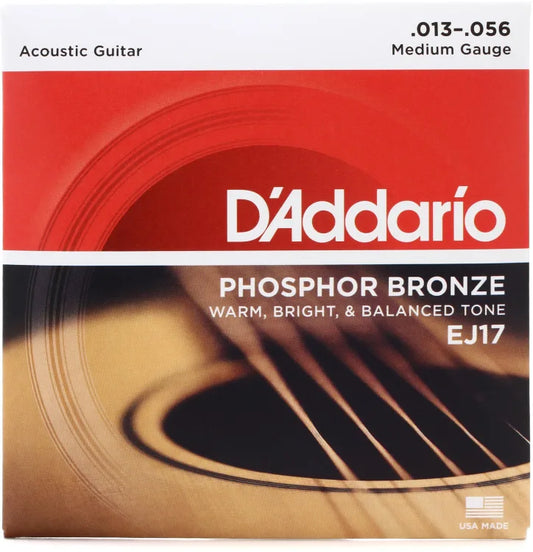 D'Addario EJ17 Phosphor Bronze Acoustic Guitar Strings | MEDIUM .013-.056