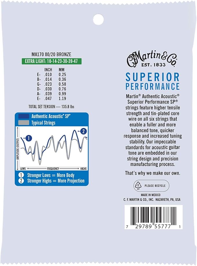 Martin & Co. Authentic Acoustic SP Guitar Strings Bronze | EXTRA LIGHT 10-47